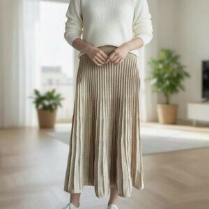 NANETTE LAPORE Pleated Metallic Midi Skirt